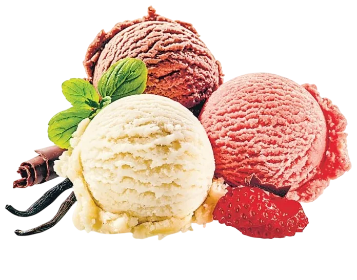 Close-up of premium ice cream scoops in a waffle cone