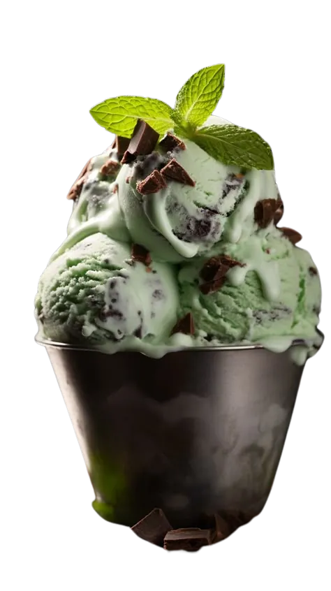 Mint and pistachio ice cream scoop